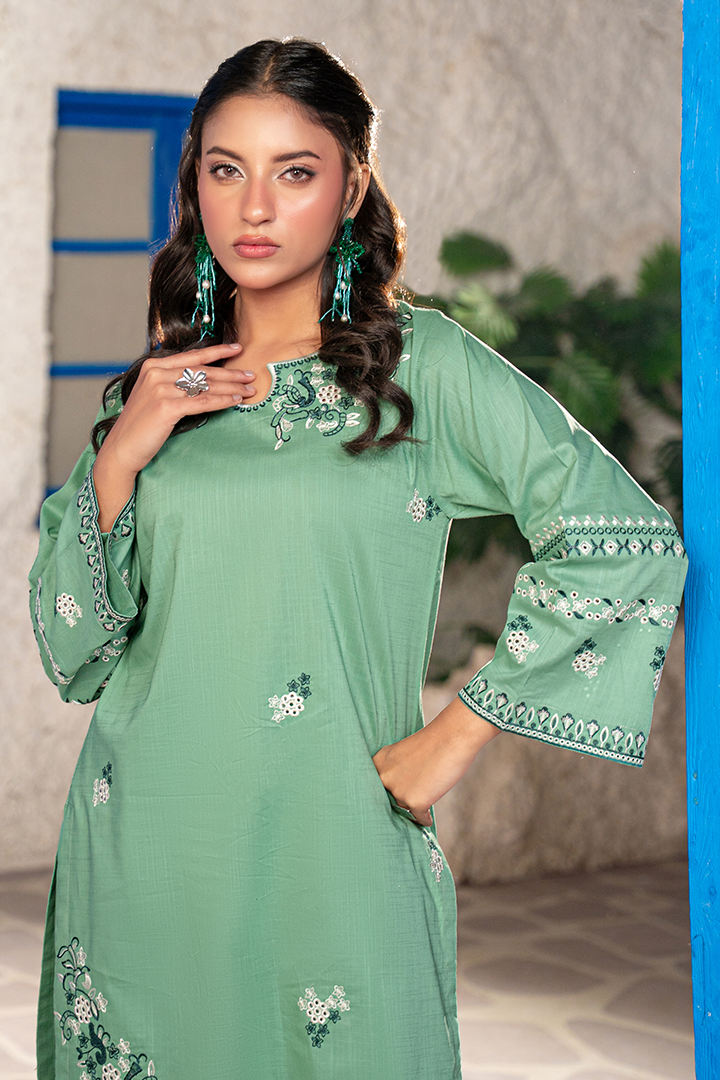Pistachio - Elara RTW Embroidered Lawn | 2pc
